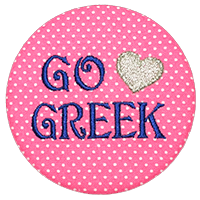 Sorority Recruitment | Go Greek pin back button | Tailgate Creations