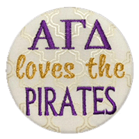 Purple & Gold Pirates - White Pearlescent Cursive