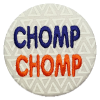 Orange & Blue - Chomp Chomp White Pattern